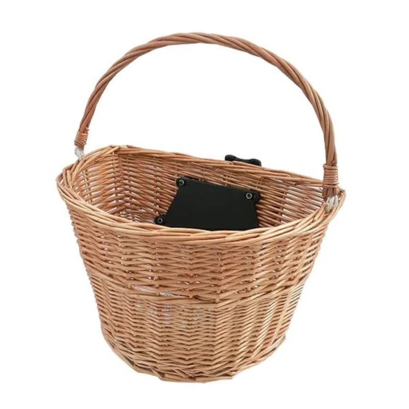 Cos din ratan pentru bicicleta, detasabil, mecanism tip click, 21x34x41cm, natur