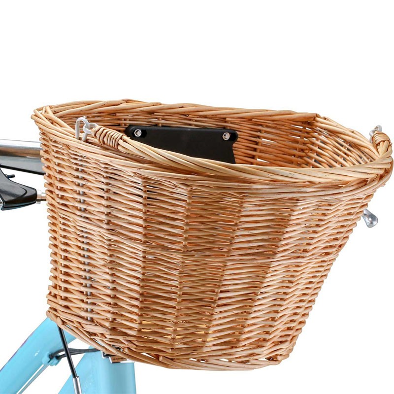 Cos din ratan pentru bicicleta, detasabil, mecanism tip click, 21x34x41cm, natur - 1 | YEO