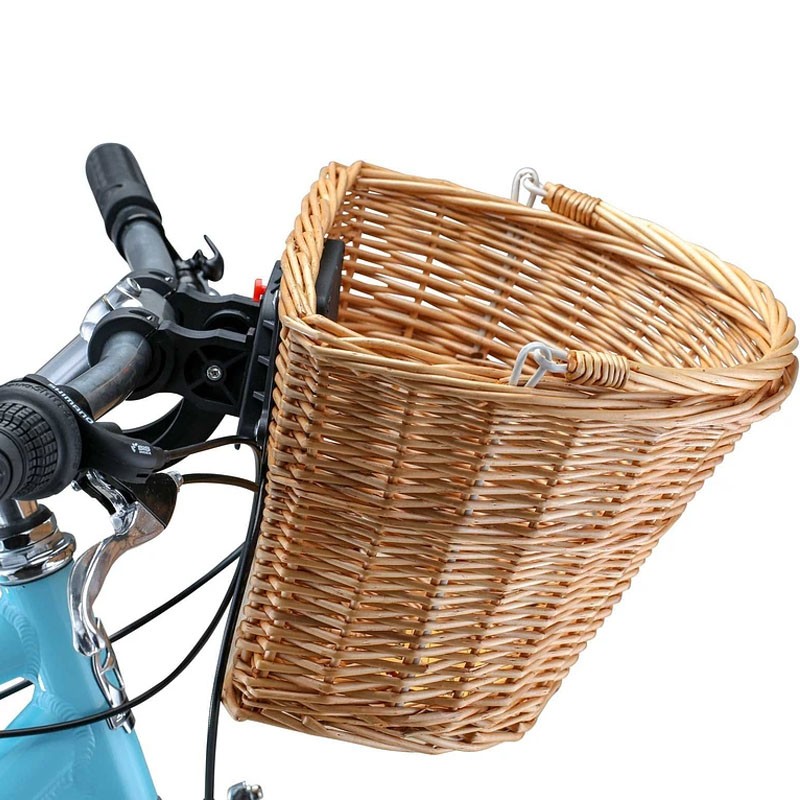 Cos din ratan pentru bicicleta, detasabil, mecanism tip click, 21x34x41cm, natur