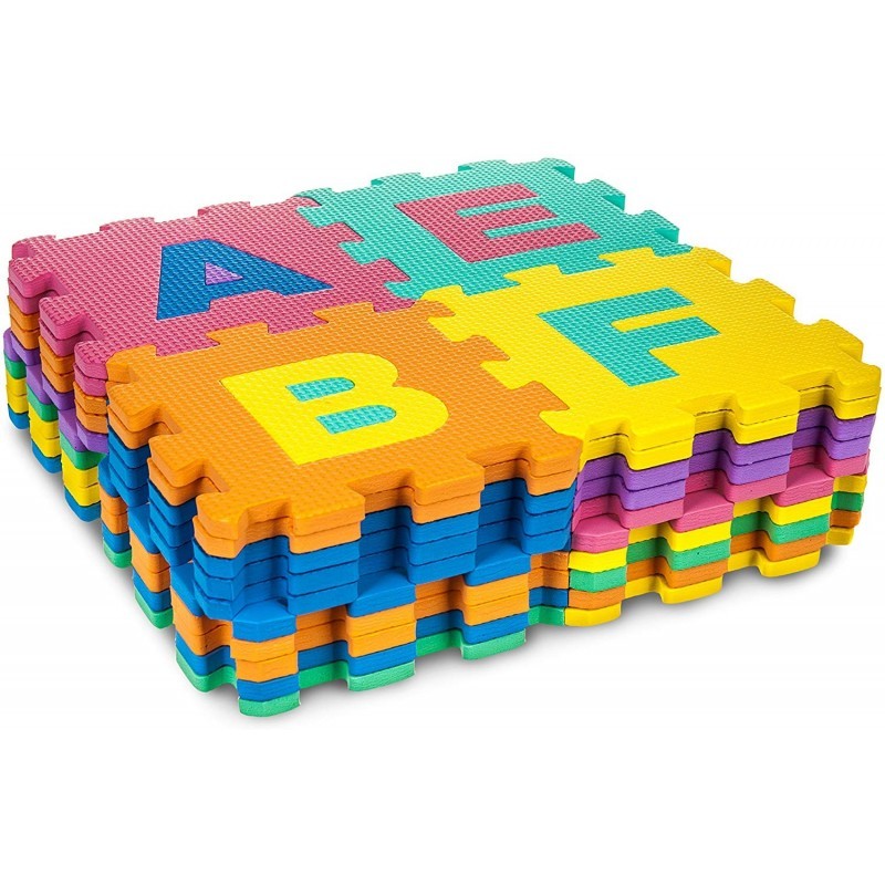 Covor spuma eva tip puzzle cu cifre si litere 3.2 m2, 36 piese, 30x30 cm, grosime 0.9 cm