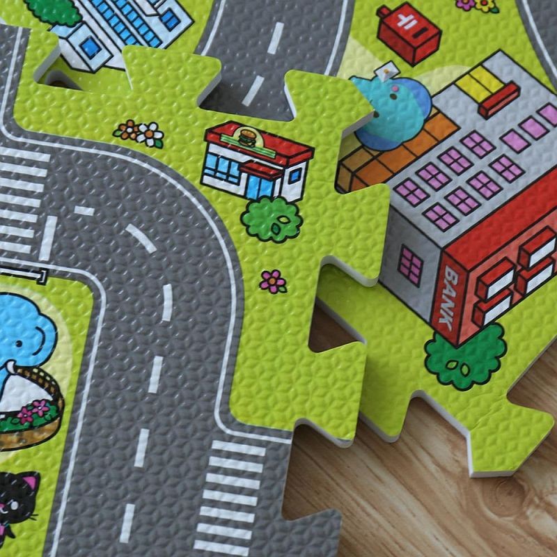 Covoras pista masinute, 9 piese tip puzzle, spuma eva, grosime 1 cm, 90x90 cm - 6