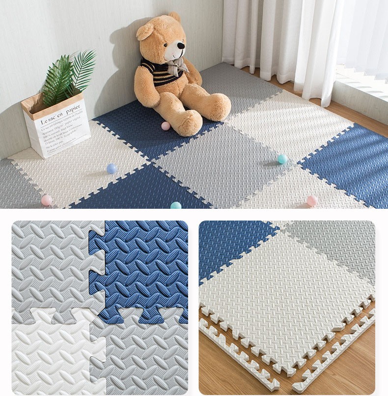 Covoras puzzle xl, 60x60 cm, grosime 2 cm, spuma eva, 2 piese culoare albastru deschis - 4