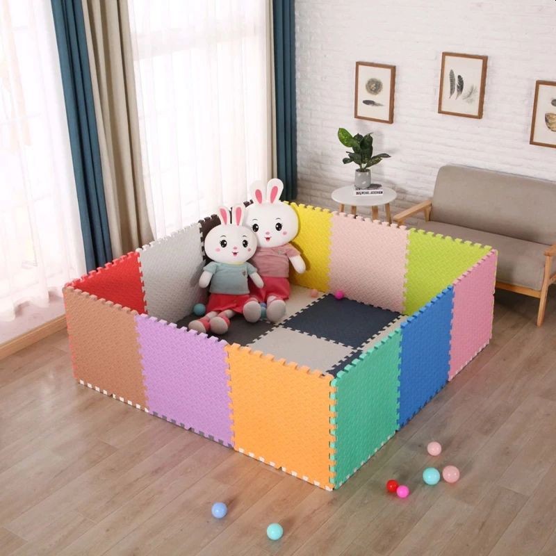 Covoras puzzle xl, 60x60 cm, grosime 2 cm, spuma eva, 2 piese culoare roz - 1