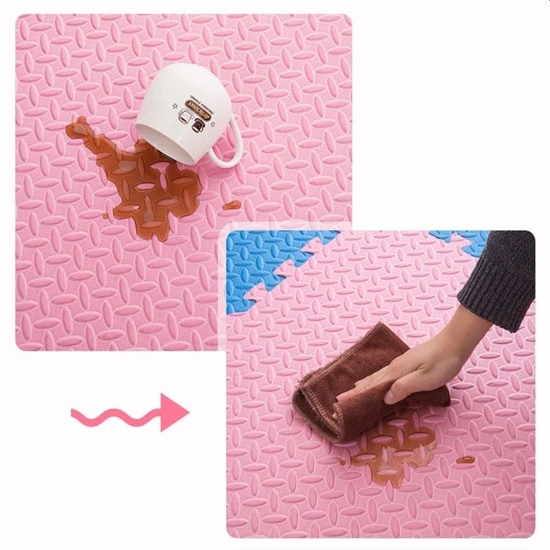 Covoras puzzle xl, 60x60 cm, grosime 2 cm, spuma eva, 2 piese culoare roz - 3