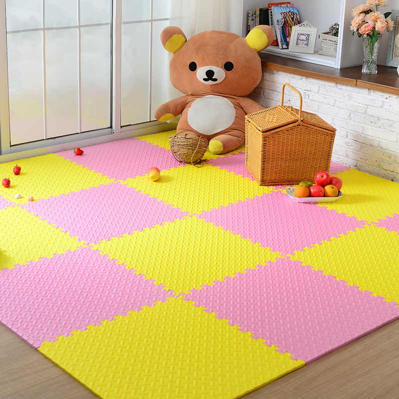 Covoras puzzle xl, 60x60 cm, grosime 2 cm, spuma eva, 2 piese culoare roz - 4