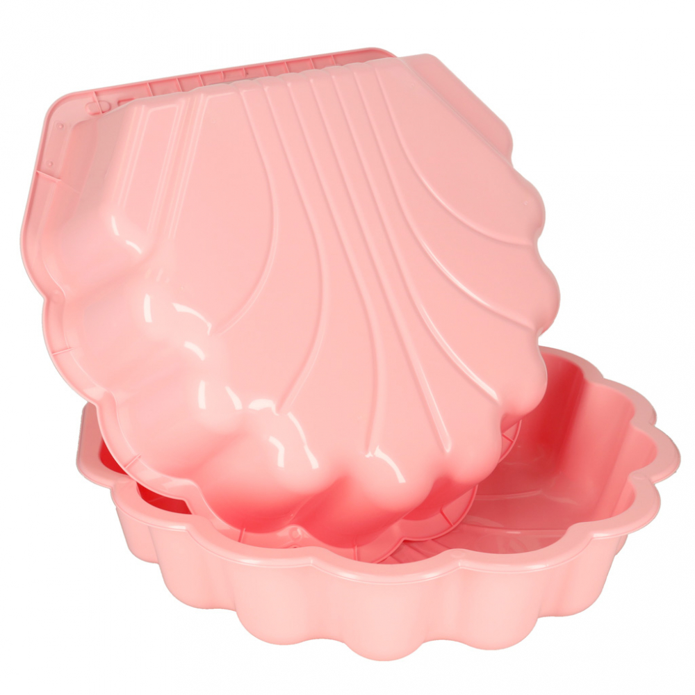 Cutie de nisip si piscina 2 in 1 pentru copii, Ikonka, cu baza antiderapanta, constructie solida, margini rotunjite, model Scoica XXL, Pink - 2 | YEO