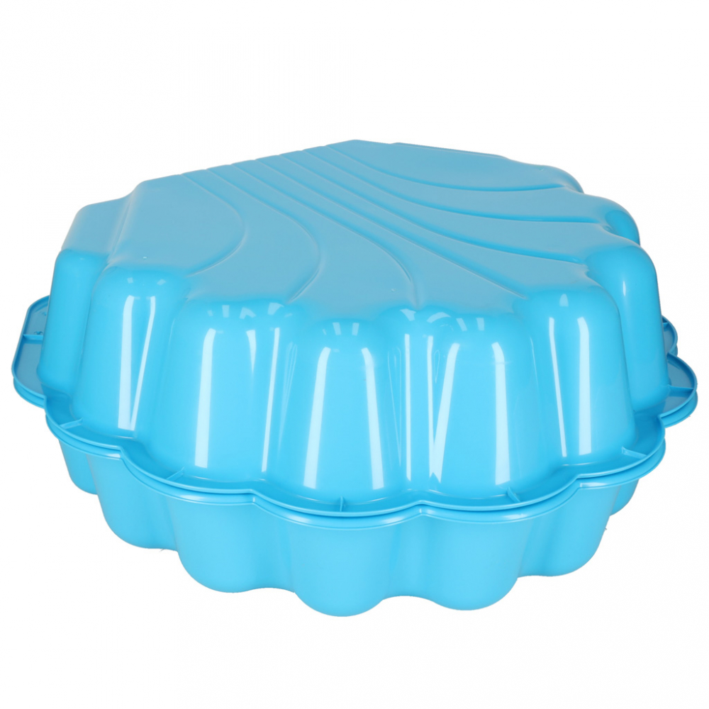 Cutie de nisip si piscina 2 in 1 pentru copii, Ikonka, cu baza antiderapanta, constructie solida, margini rotunjite, model Scoica XXL, Blue