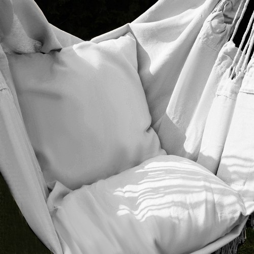 Hamac de gradina, Gardlov, design ergonomic tip scaun brazilian, cu 2 perne incluse, sarcina maxima 120 kg, Gri - 10