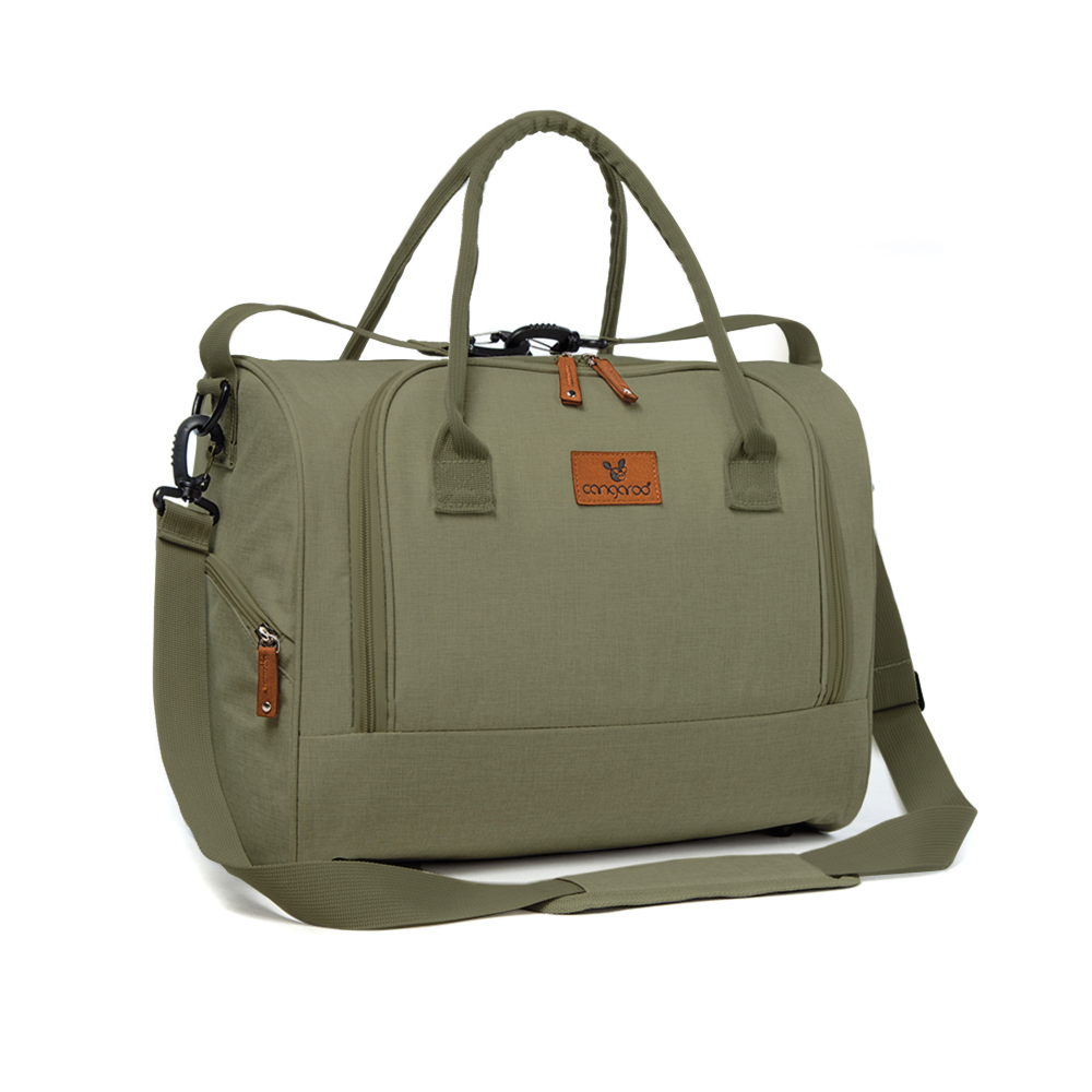 Geanta multifunctionala pentru mamici Cangaroo Jossie Dark Green, Atasare pe carucior, Maner reglabil, Compartiment principal cu fermoar, Compartimente, 2 buzunare pentru biberoane, Saltea pentru schimbat scutece inclusa - 3 | YEO