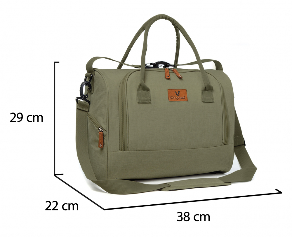 Geanta multifunctionala pentru mamici Cangaroo Jossie Dark Green, Atasare pe carucior, Maner reglabil, Compartiment principal cu fermoar, Compartimente, 2 buzunare pentru biberoane, Saltea pentru schimbat scutece inclusa - 2 | YEO