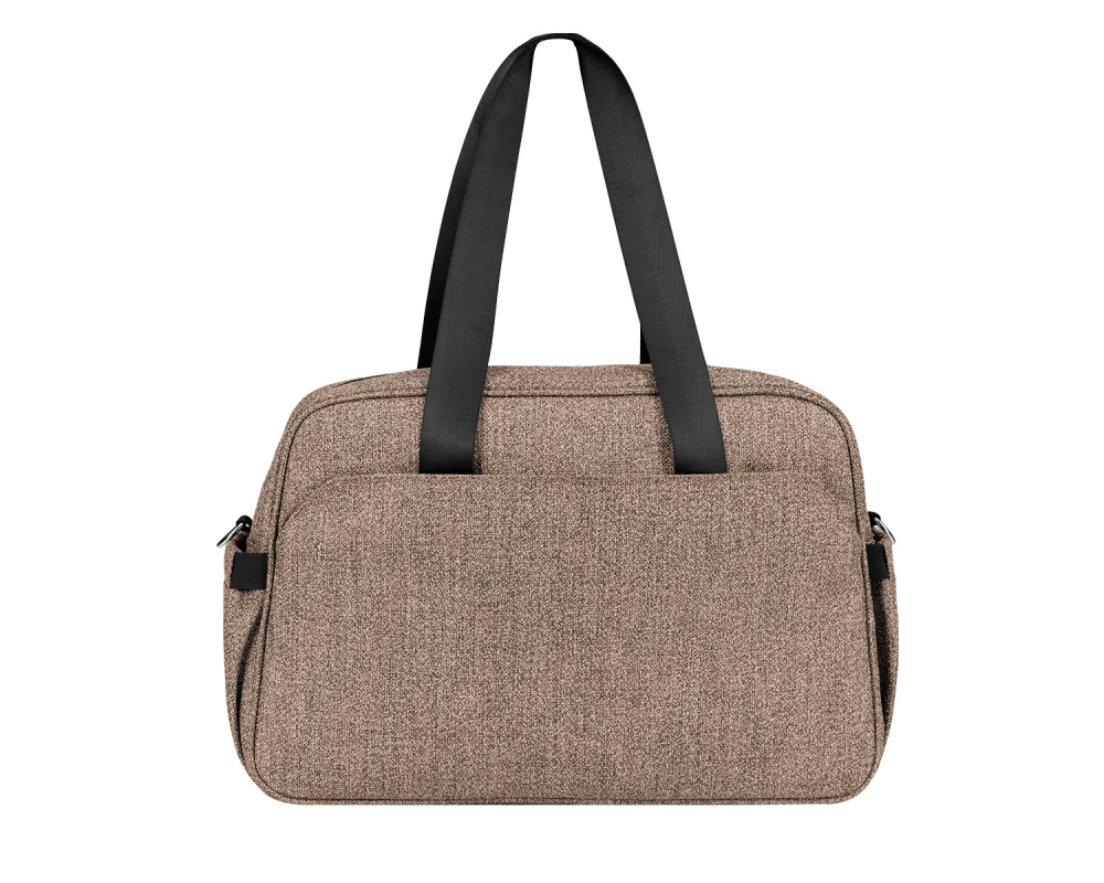 Geanta pentru carucior KikkaBoo Chelsea 2025 Beige cu buzunare laterale elastice,2 compartimente termoizolante pentru biberoane,curea de umar reglabila,cleme pentru atasare la carusior si saltea schimbat scutece incluse - 1