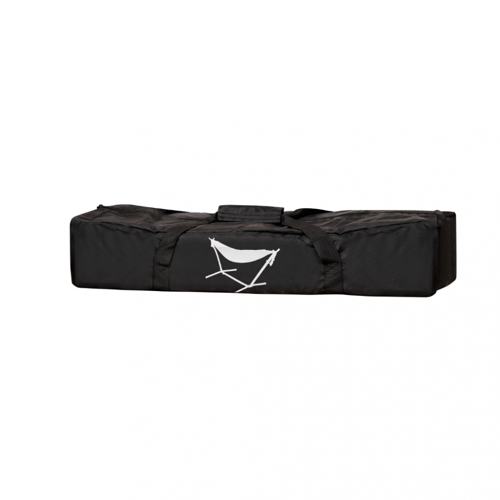 Hamac de gradina pliabil, Ikonka, cu cadrul metalic, tesatura tricotata, capacitate de incarcare 150 kg, si geanta de transport cu manere inclusa, 200 cm - 4 | YEO