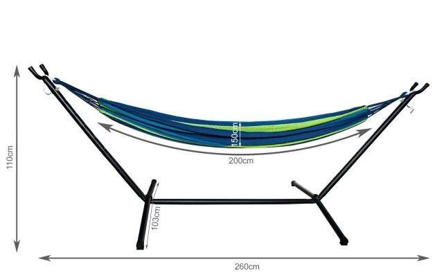 Hamac dublu cu suport metalic, multicolor, 200x150 cm, greutate maxima 200 kg, husa depozitare inclusa - 3