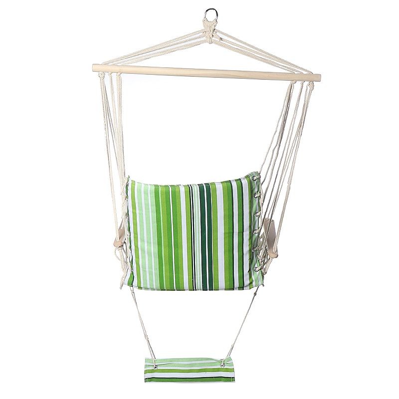 Hamac tip leagan, single, 100x48 cm, suport pentru picioare, bara lemn - 3 | YEO
