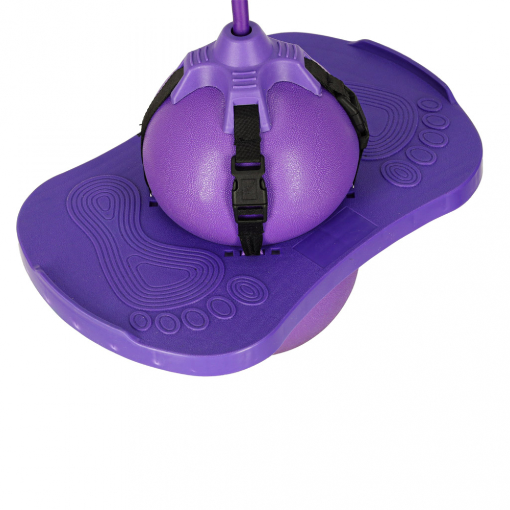 Jumper de sarituri si echilibru pentru copii, Ikonka, cu placa antiderapanta si pompa inclusa, inaltime 70 cm, Pogo Purple - 6