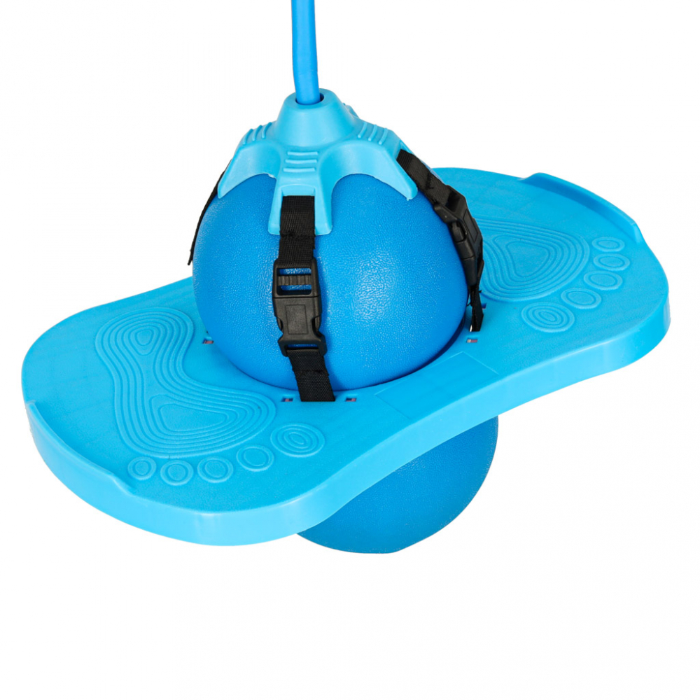 Jumper de sarituri si echilibru pentru copii, Ikonka, cu placa antiderapanta si pompa inclusa, inaltime 70 cm, Pogo Blue - 6