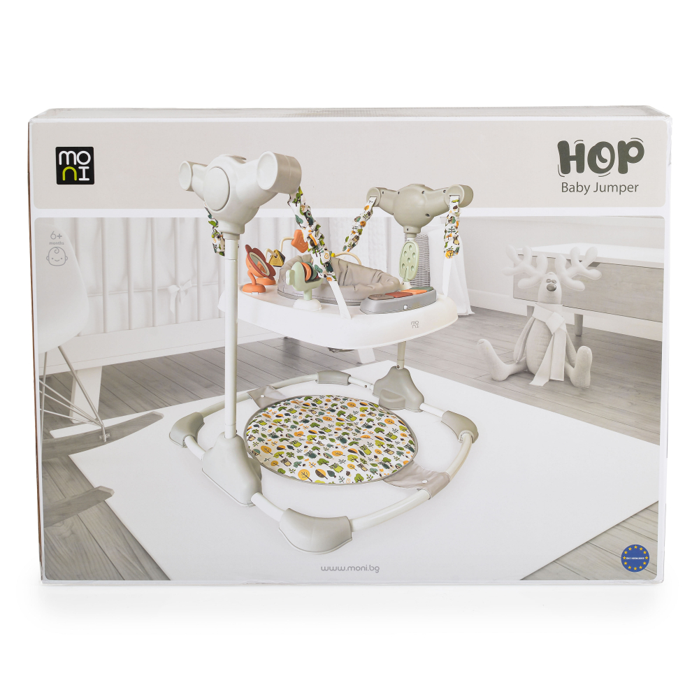 Jumper pentru copii Moni Hop Roz cu inaltime reglabila,sezut rotativ 360 grade, Panou muzical cu taste, Jucarii cu diferite forme, culori si texturi, Recomandat copii peste 6 luni si greutatea de pana la 12 kg - 3