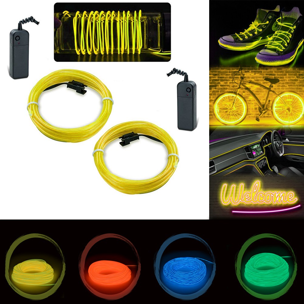 Kit fir luminos el wire pentru tuning roti bicicleta, lungime 4 m, invertoare incluse culoare galben - 1 | YEO