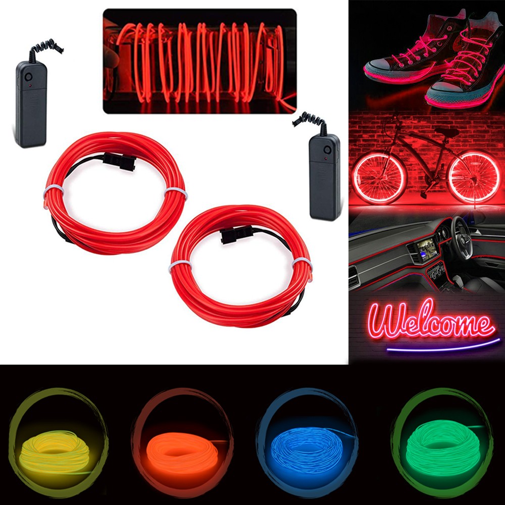 Kit fir luminos el wire pentru tuning roti bicicleta, lungime 4 m, invertoare incluse culoare rosu - 1 | YEO