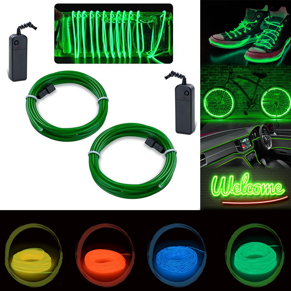 Kit fir luminos el wire pentru tuning roti bicicleta, lungime 4 m, invertoare incluse culoare verde - 1 | YEO