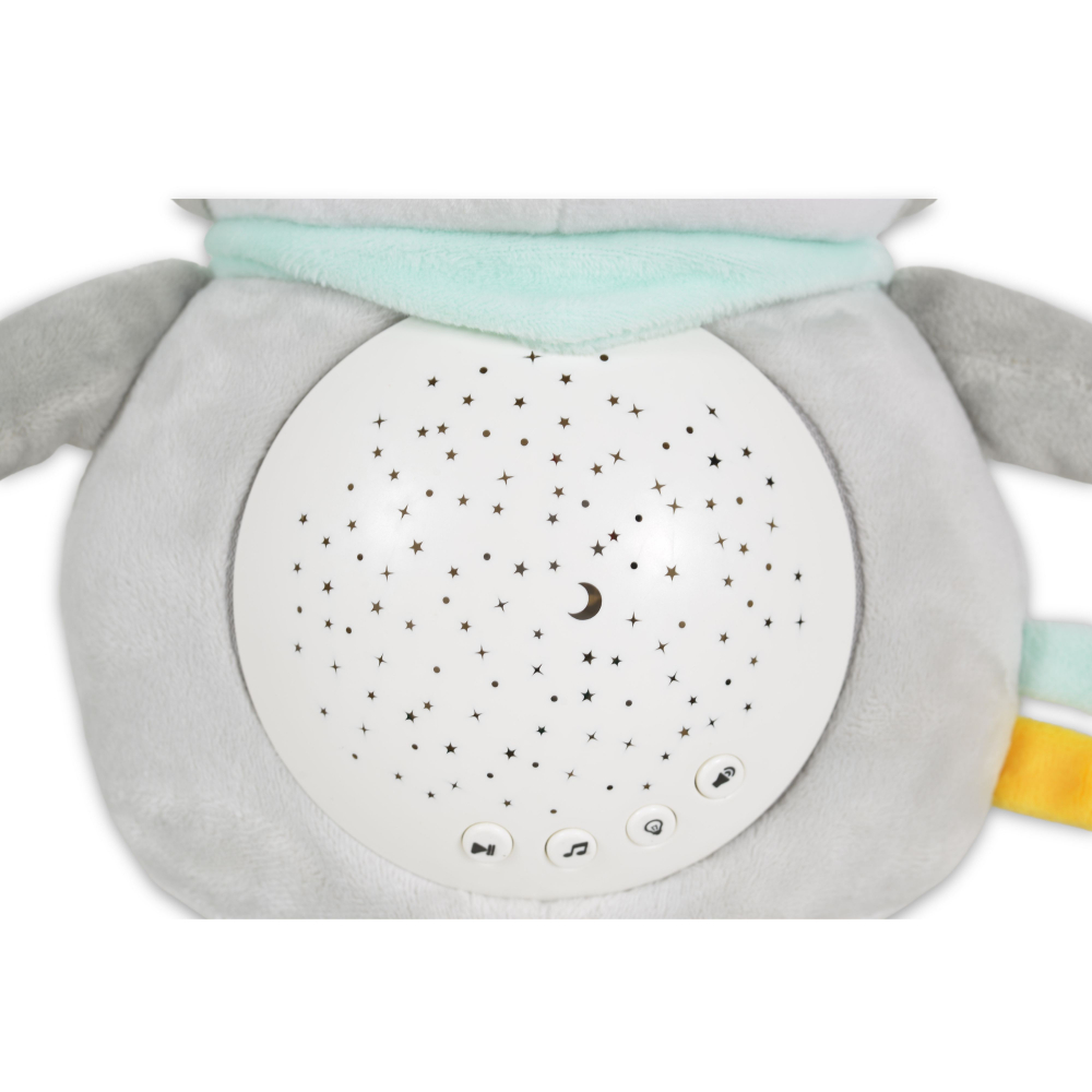 Lampa de veghe pentru camera copii Moni Snuggly Racoon cu sunete albe,10 melodii linistitoare si sunete ale naturii,Volum reglabil,Oprire automata dupa 20 minute,Material plus moale,Proiector detasabil utilizare individuala - 2