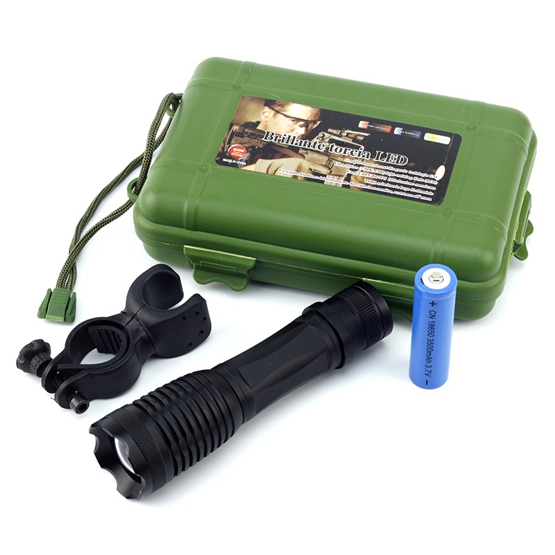 Lanterna tactica led cree 10w, 4 moduri iluminare, zoom, raza 800 m, acumulator
