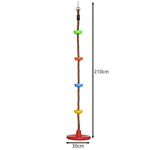 Leagan si Franghie de catarare 2 in 1, pentru copii, Kruzzel, cu disc 30 cm, lungime 210 cm, capacitate maxim 100 kg, asamblare usoara, multicolor