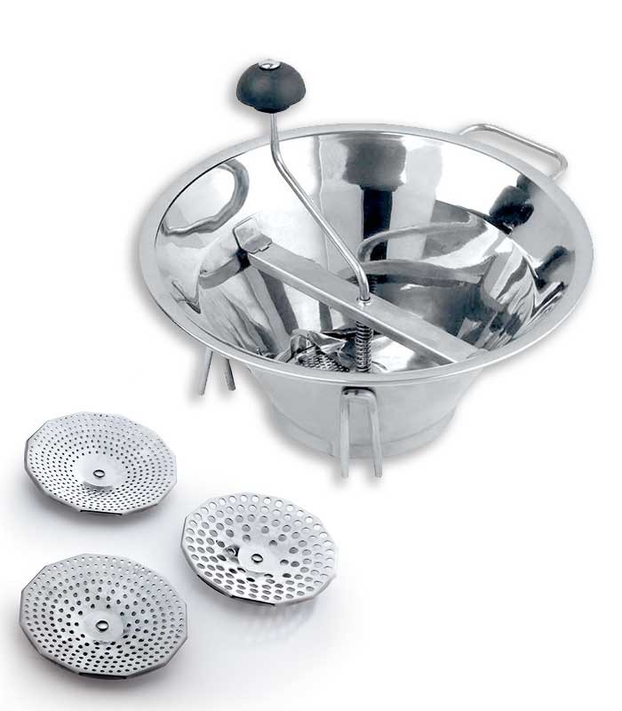 Masina profesionala de pasat rosii, legume si fructe, diametru 33 cm, 3 site interschimbabile, inox