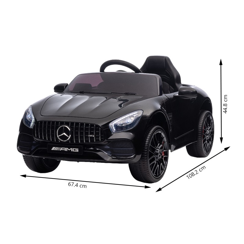 Masinuta electrica pentru copii, mercedes benz amg gt, 2 motoare 20w, mp3, usbsd, suspensie, maxim 35 kg, 12v, negru - 1