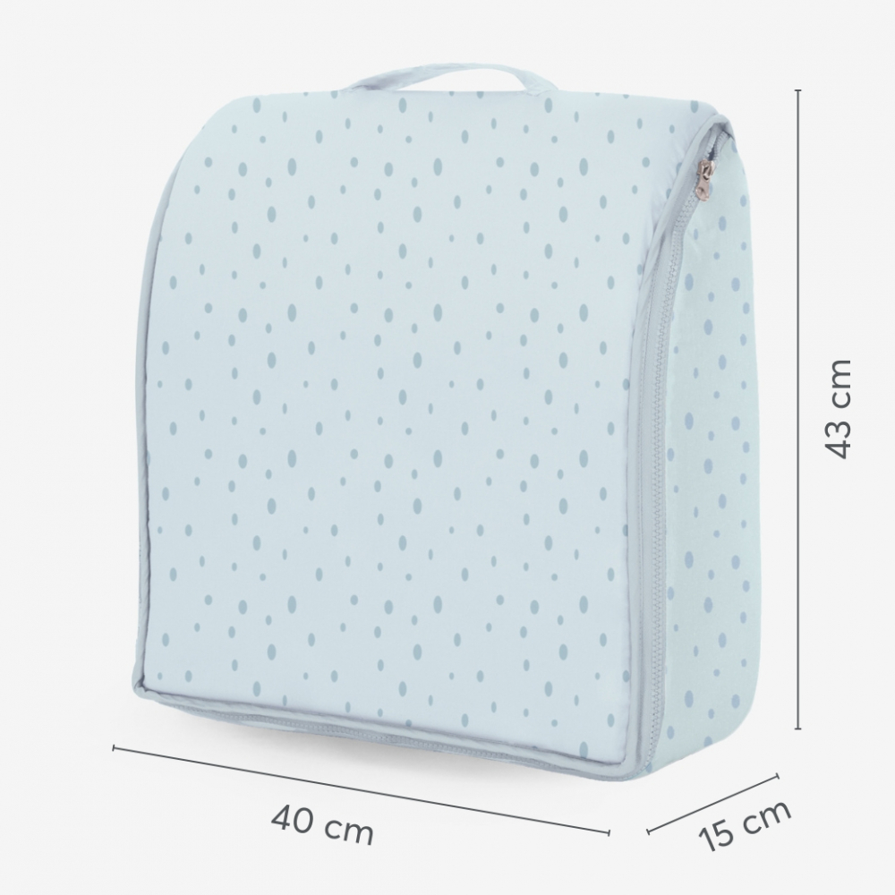 Patut portabil pentru bebelusi si rucsac 2in1 KikkaBoo Memory Blue Dots multifunctional,baza din spuma densa cu husa din bumbac,prevazut cu fermoar si bretele reglabile,potrivit pentru calatorii - 1 | YEO