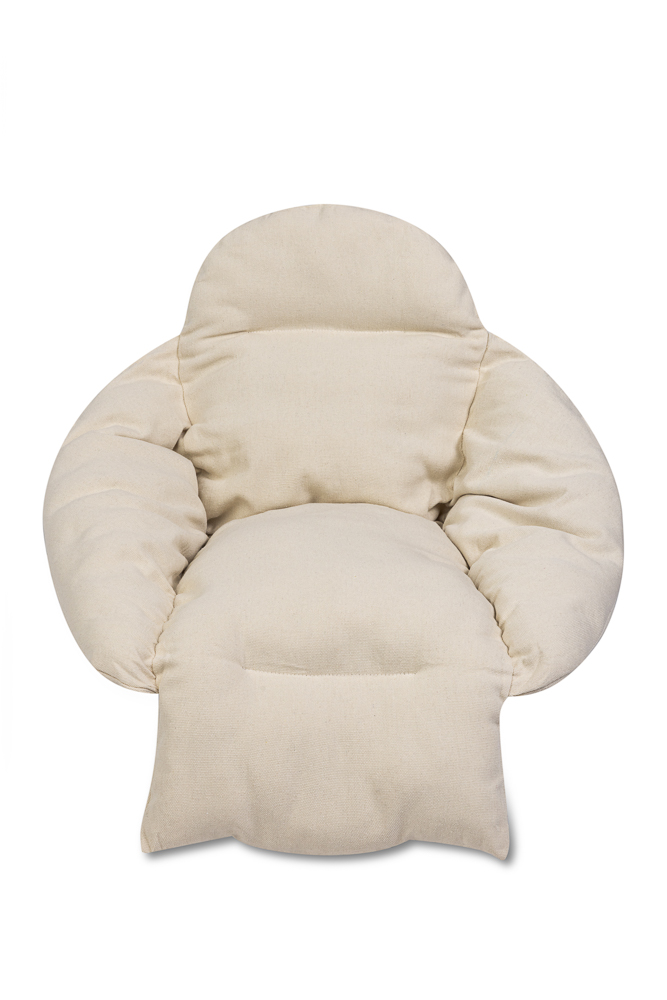 Perna pentru leagan, Ikonka, design elegant, cu extensii pentru coapse si cap, dimensiune XXL 64 x 56 x 66 cm, Ecru