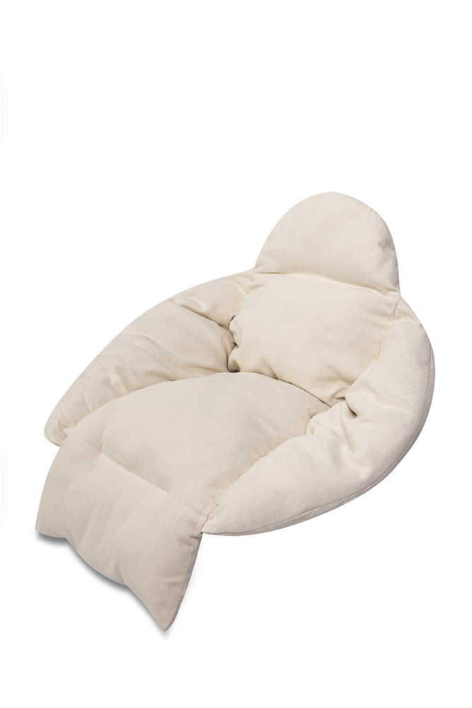 Perna pentru leagan, Ikonka, design elegant, cu extensii pentru coapse si cap, dimensiune XXL 64 x 56 x 66 cm, Ecru