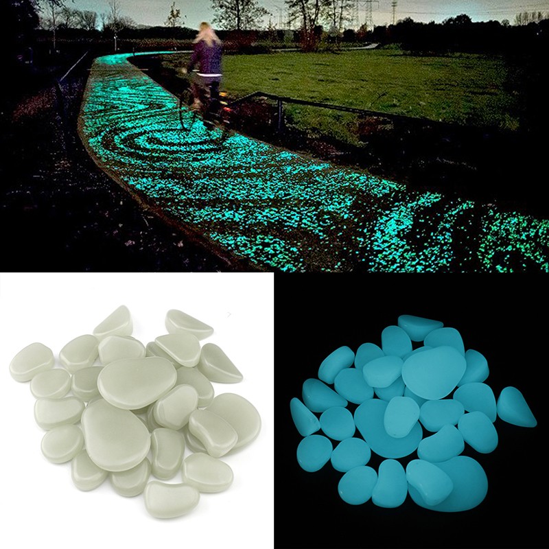 Pietricele fosforescente glow in the dark decorative, translucide care lumineaza turcoaz cantitate 1000 gr - 3