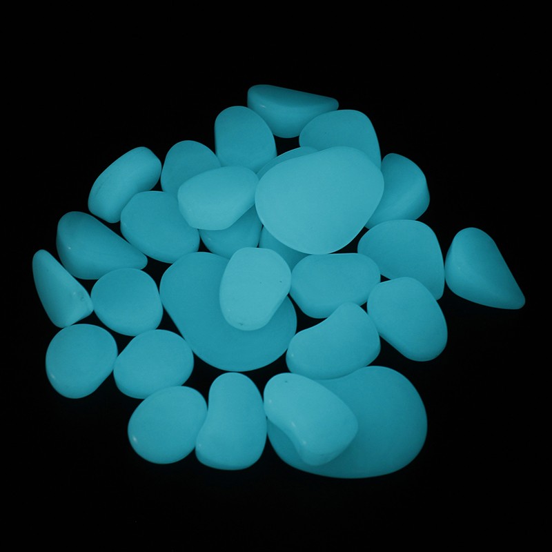 Pietricele fosforescente glow in the dark decorative, translucide care lumineaza turcoaz cantitate 1000 gr