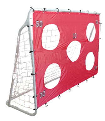 Poarta de fotbal si tinta de antrenament 2 in 1 pentru copii, Ikonka, portabila, cu cadrul din din otel, dimensiune 215 x 153 x 76 cm, Red