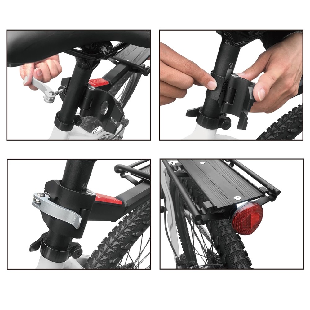 Portbagaj bicicleta, aluminiu, model universal, cu stop reflectorizant rosu - 2 | YEO