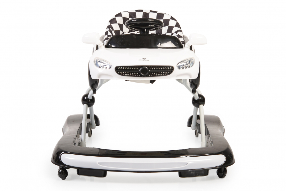 Premergator 2in1 Cabrio White transformabil in antepremergator, Inaltime reglabila, Functie antepremergator, Panoul muzical detasabil, Roti fata pivotante, Potrivit de la 6 luni+ pana la 12 kg - 1