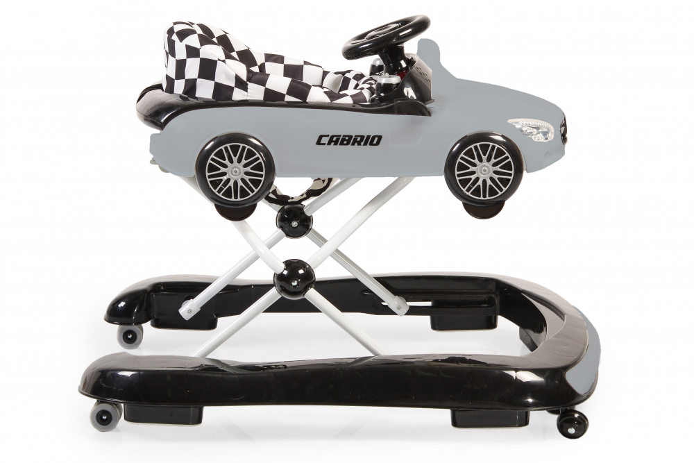 Premergator 2in1 Cabrio Grey transformabil in antepremergator, Inaltime reglabila, Functie antepremergator, Panoul muzical detasabil, Roti fata pivotante,  Potrivit de la 6 luni+ pana la 12 kg - 1