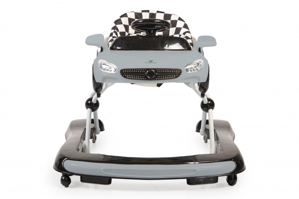 Premergator 2in1 Cabrio Grey transformabil in antepremergator, Inaltime reglabila, Functie antepremergator, Panoul muzical detasabil, Roti fata pivotante,  Potrivit de la 6 luni+ pana la 12 kg - 2