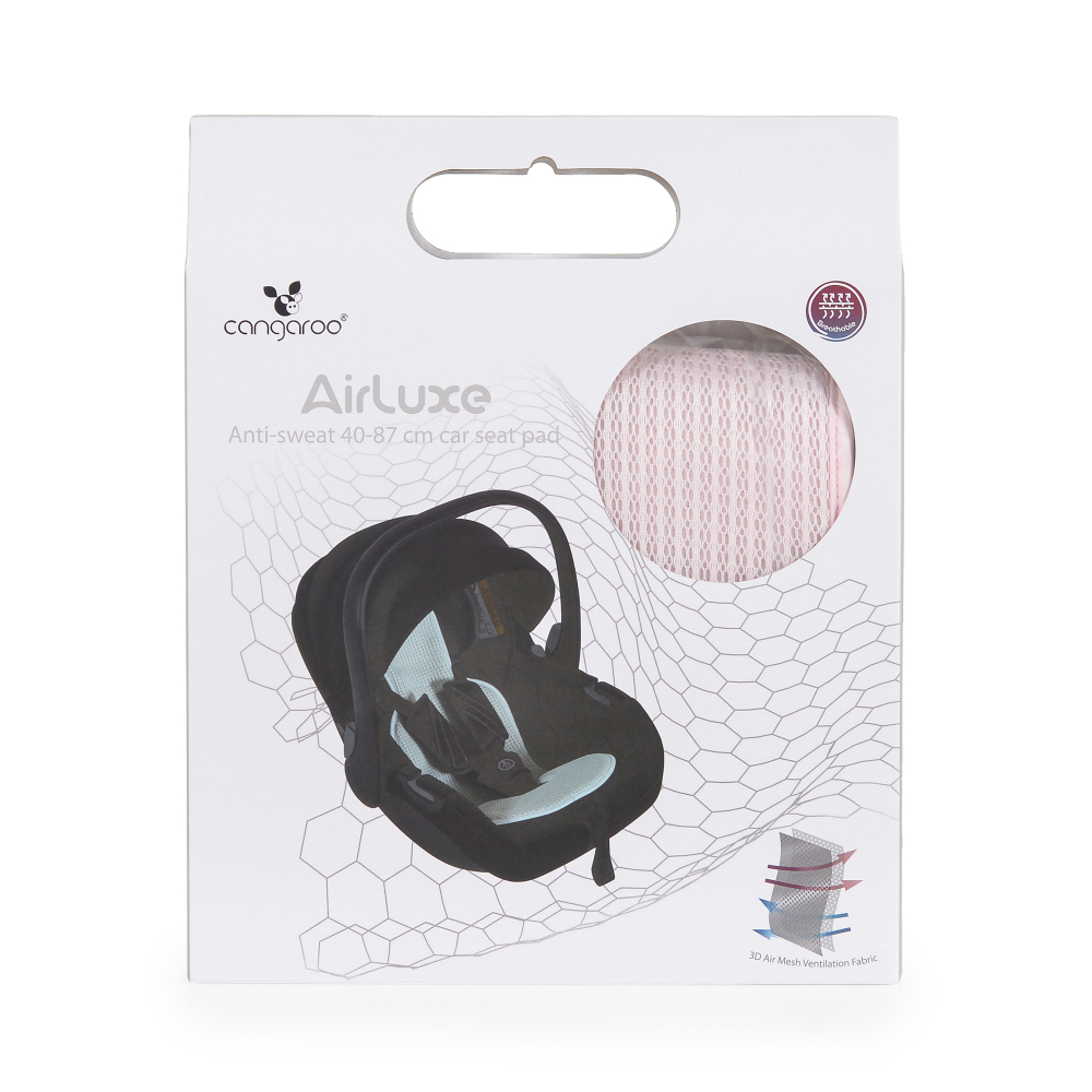 Protectie antitranspiratie Cangaroo AirLuxe Pink pentru scaun auto copii grupa 40-87 cm, material 3D special, reduce transpiratia - 1 | YEO