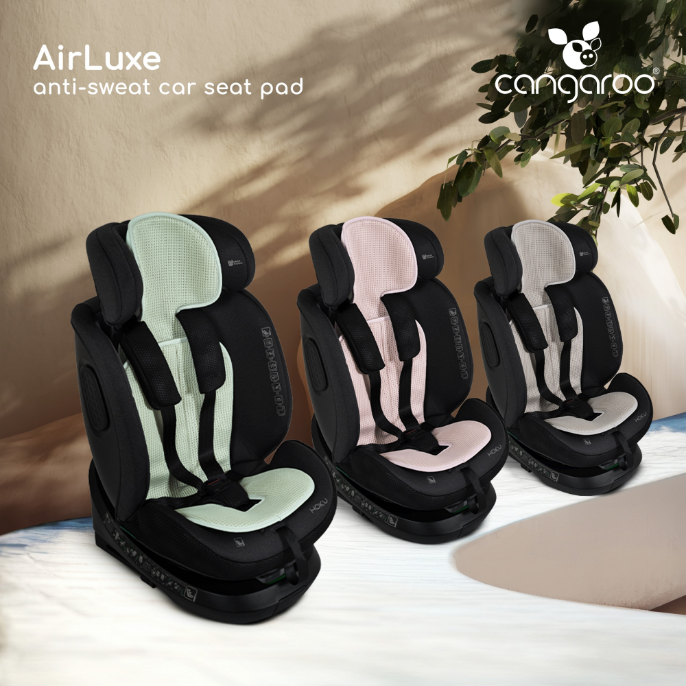 Protectie antitranspiratie Cangaroo AirLuxe Pink pentru scaun auto copii grupa 70-150 cm, material 3D special, reduce transpiratia, model cu dimensiune reglabila - 2