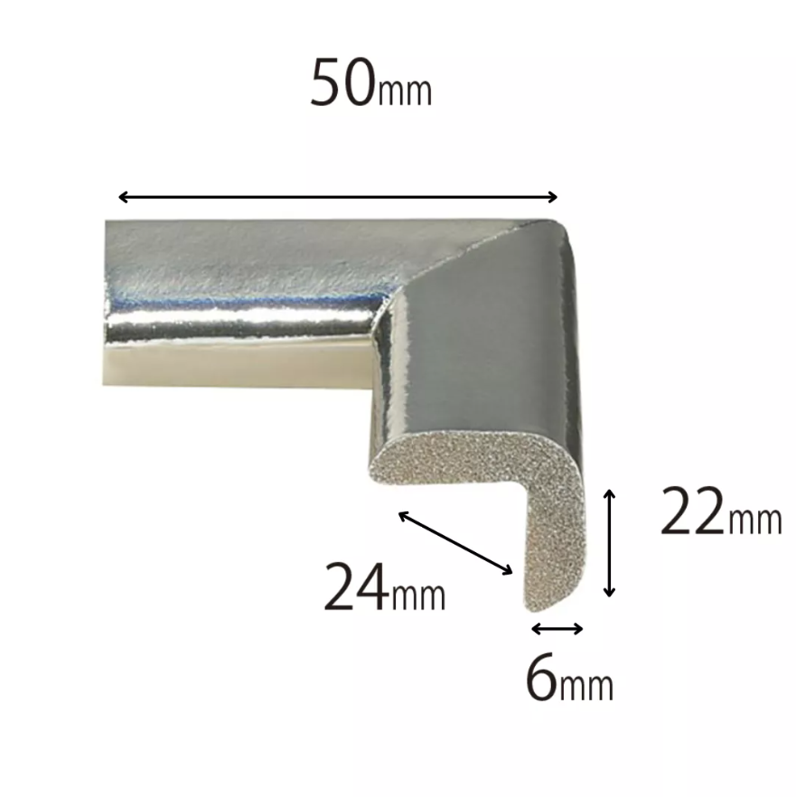 Protectie colturi mobila argintiu metalizat 24x50x22x6mm