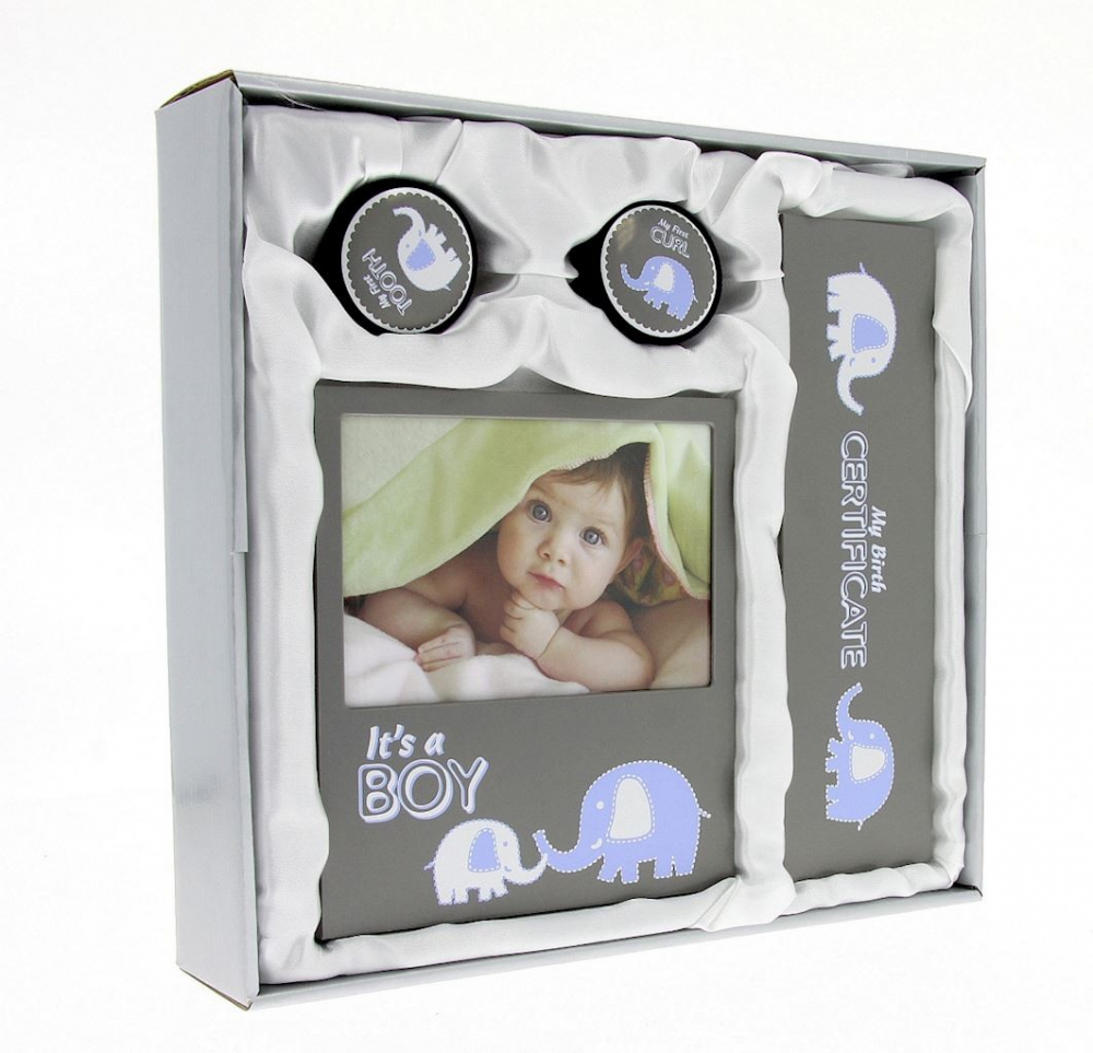 Rama foto baby evan 10x15, set cutiuta suvita dintisor, certificat, cutie eleganta culoare albastru
