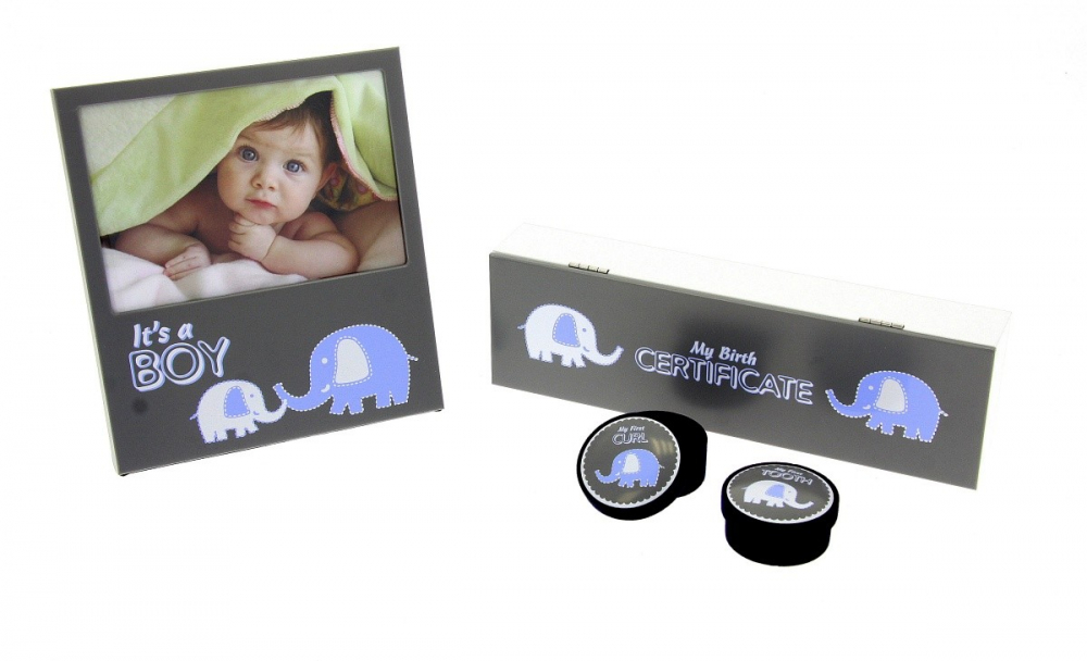 Rama foto baby evan 10x15, set cutiuta suvita dintisor, certificat, cutie eleganta culoare albastru