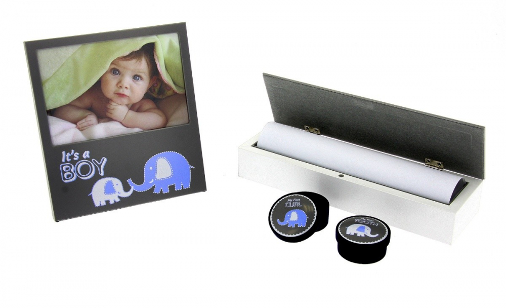 Rama foto baby evan 10x15, set cutiuta suvita dintisor, certificat, cutie eleganta culoare albastru - 1 | YEO