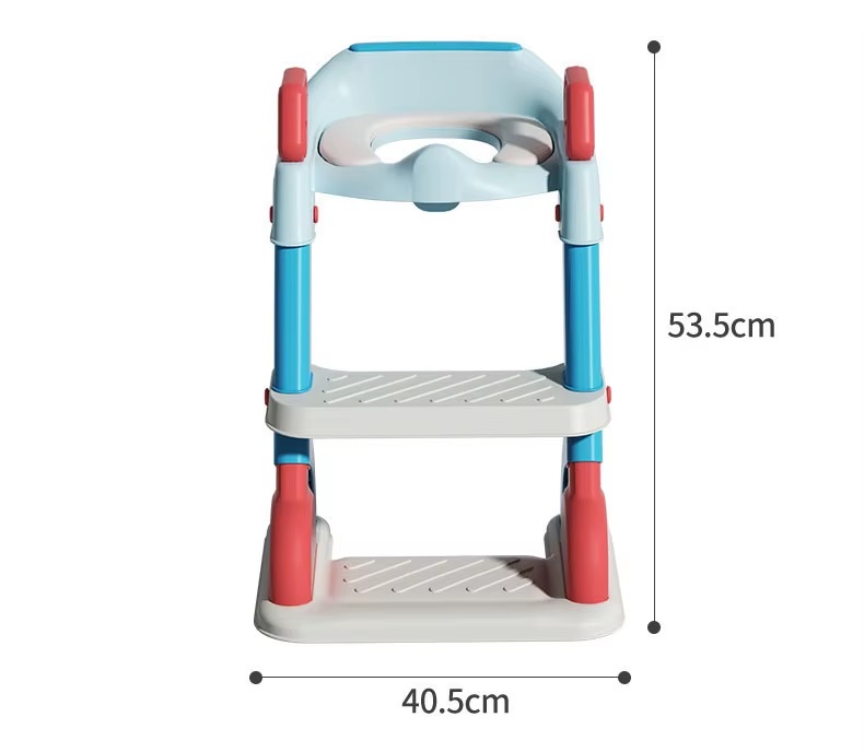 Reductor toaleta pentru copii Little Mom Blue, pliabil, echipat cu colac moale din spuma PU, trepte antiderapante, manere ergonomice, structura triunghiulara, design anti-stropire, dimensiune 53.5 x 40.5 cm - 3 | YEO
