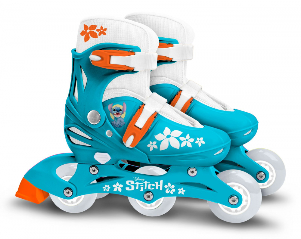 Role pentru copii, Stamp, cu roti din PVC si sistem de reglare, model Stitch, masura 27-30