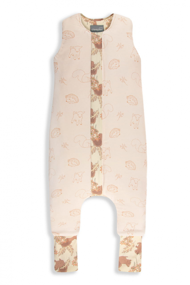 Sac de dormit din bumbac cu 2 fete 3-4 ani Animale de Epoca AlmondCream Sleepee 2.5 tog