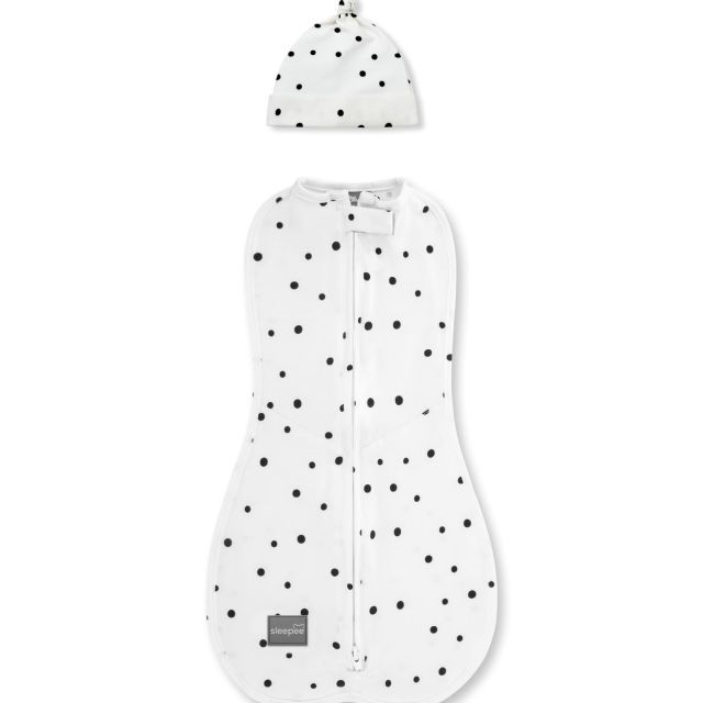 Saculet Swaddle pentru infasat Nou Nascut + caciulita First Step Dots 0.2 Tog Sleepee - 2 | YEO