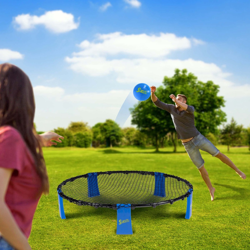 Joc cu mingea Scatch game Spiderball include plasa rotunda cu baza, minge gonflabila, pompa i o geanta practica de transport - 1